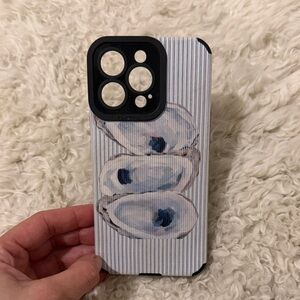 Used twice - Stylish Blue and White Oyster Phone Case for Iphone 13 Pro